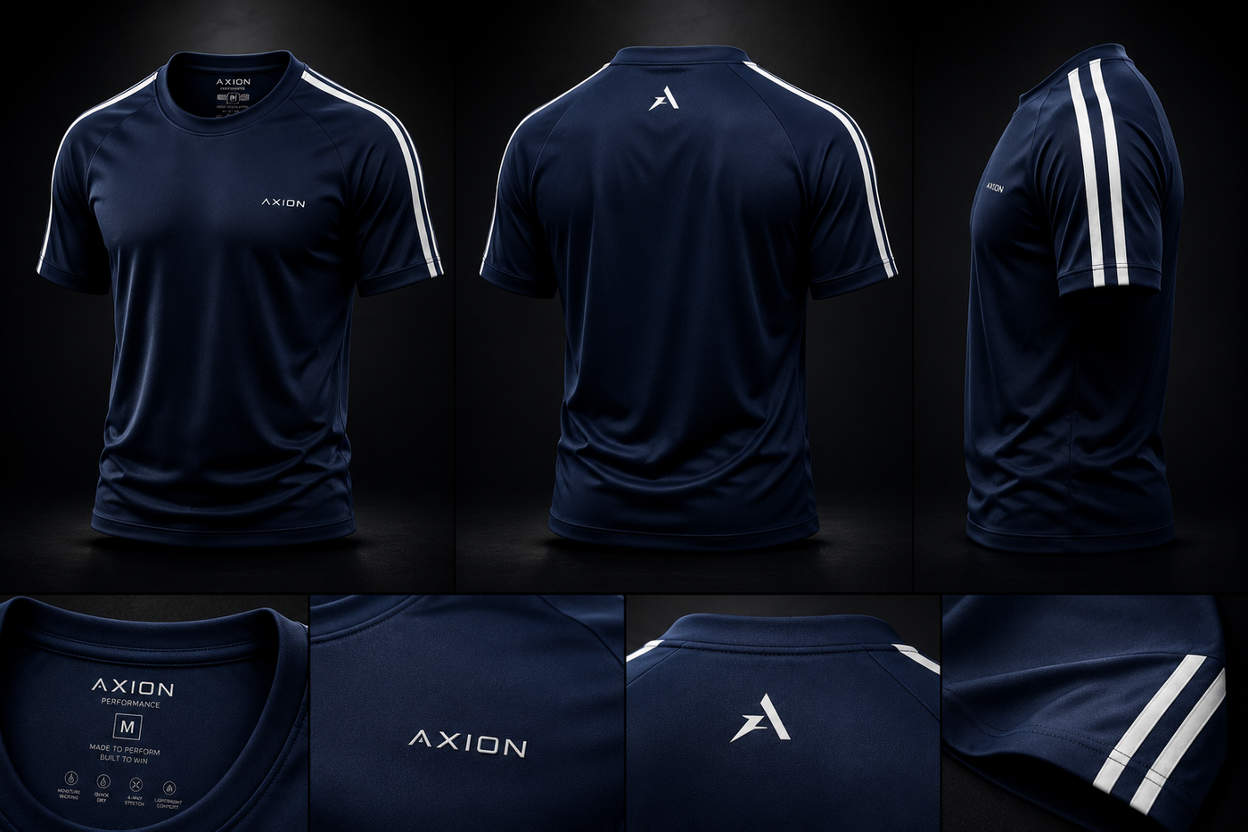 AXION AeroFit Performance Tee – Navy Blue