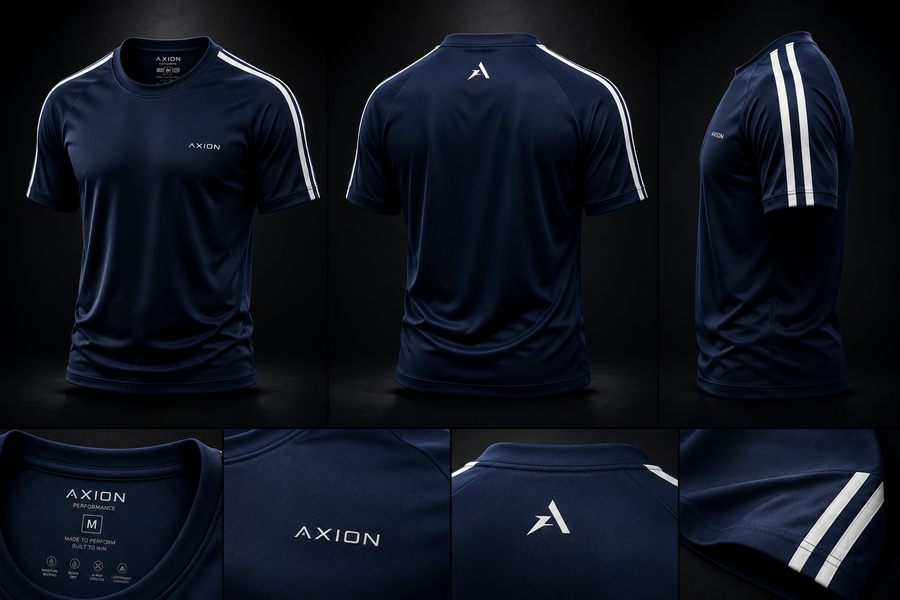 AXION AeroFit Performance Tee – Navy Blue
