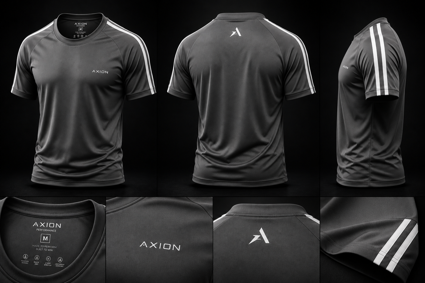 AXION AeroFit Performance Tee – Dark Gray