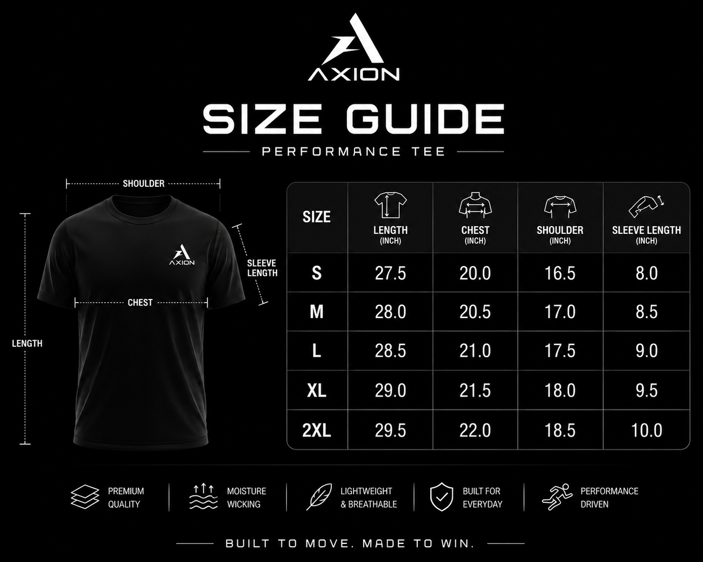 AXION AeroFit Performance Tee – Dark Gray